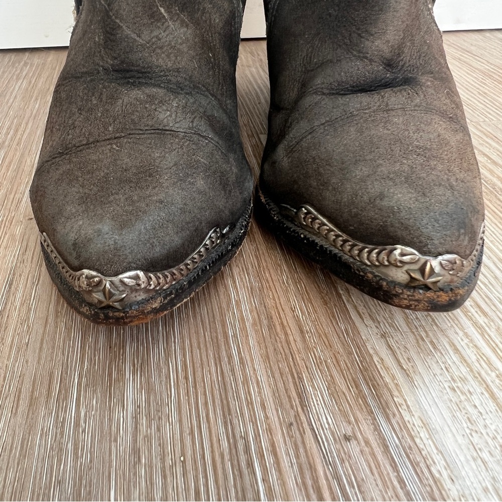 Vintage Zodiac Western Leather Boots Brown Size 6 boho cowgirl hippie - Picture 7 of 10